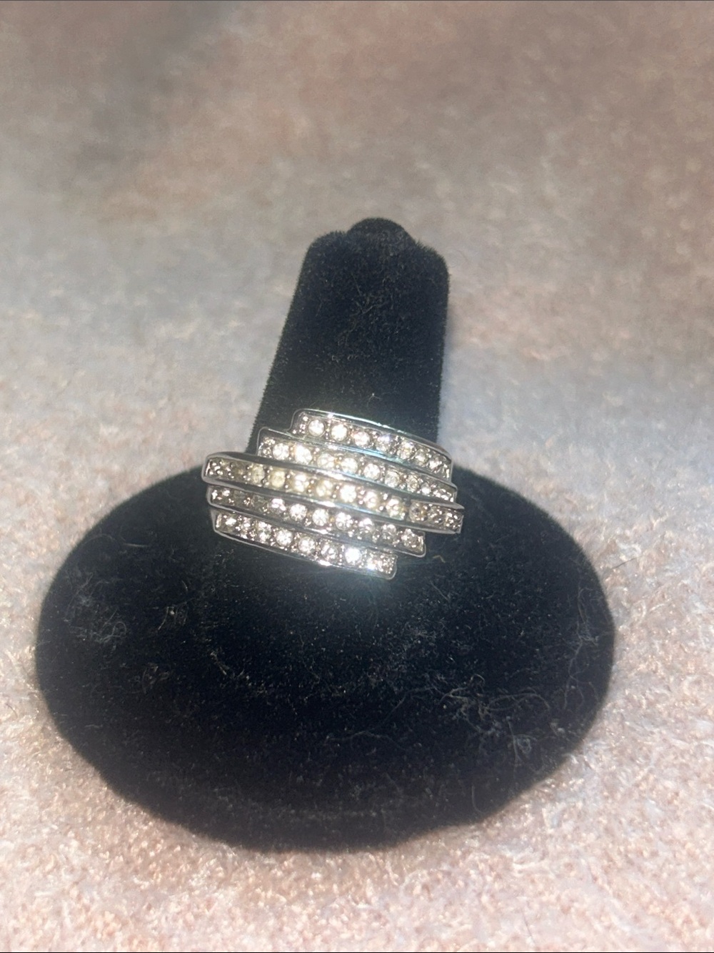 Lia Sophia Silver Crystal Stacked Band Ring